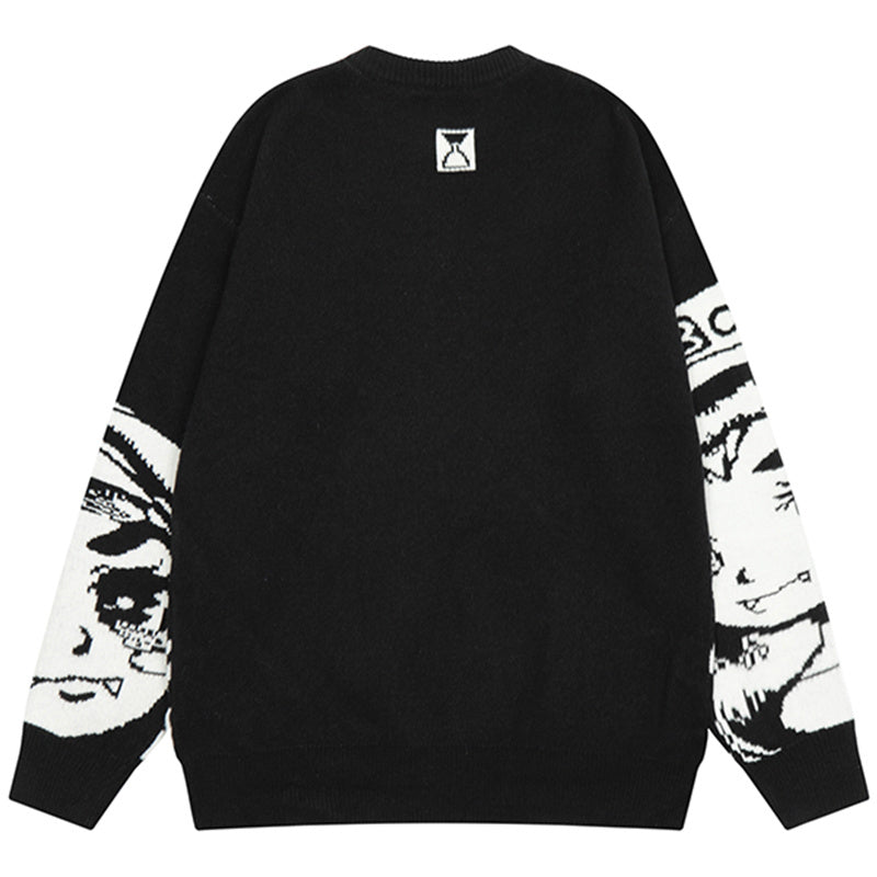 Design Miracle Print Drop Shoulder Crewneck Sweater For Men And Women
