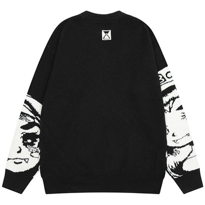 Design Miracle Print Drop Shoulder Crewneck Sweater For Men And Women