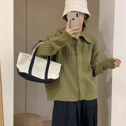 Vertical Single-breasted Turtleneck Knitting Idle Style Small Sweater