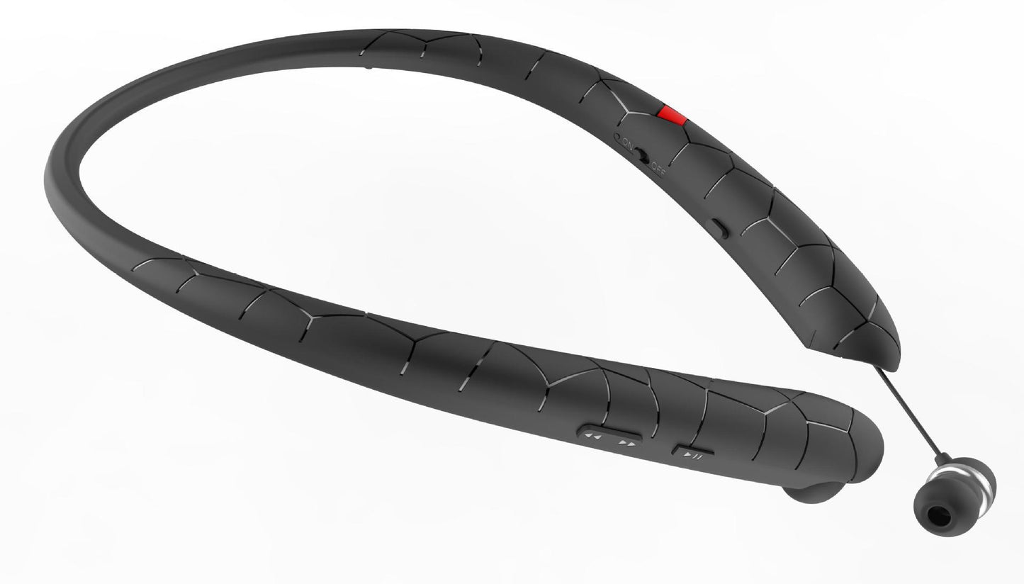 NeckBand RetractBT: Sports Retractable Handsfree Wireless Neckband Bluetooth Stereo Headphones