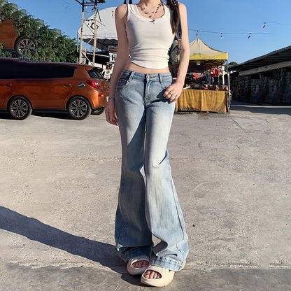 American Retro Low Waist Hot Girl Bell-bottom Pants Slim Fit Slimming Stretch All-matching Jeans