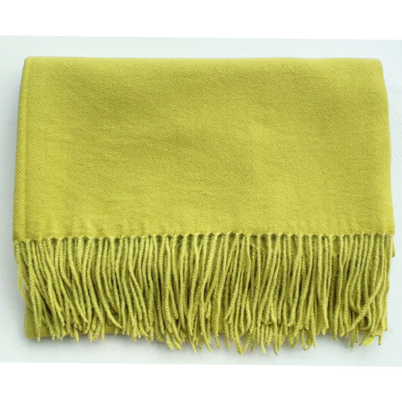 Simple Tassel Shawl Warm Artificial Cashmere Scarf