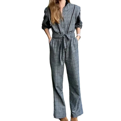 Plaid Retro Graceful And Fashionable Lace-up Trousers