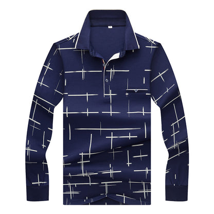 Ali tiger randsome Long Sleeve Shirt Men's fashion leisure mercerized cotton silk autumn Korean slim lapels