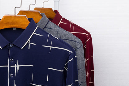 Ali tiger randsome Long Sleeve Shirt Men's fashion leisure mercerized cotton silk autumn Korean slim lapels