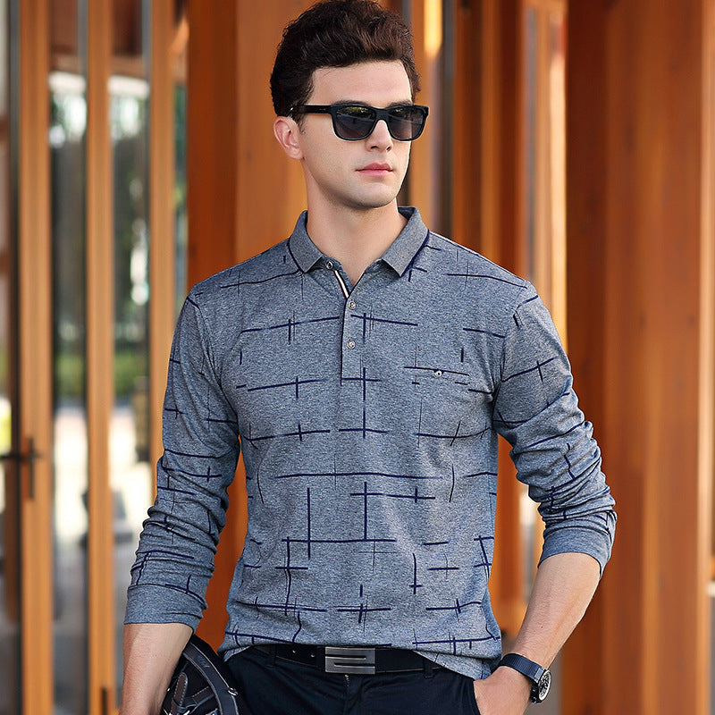 Ali tiger randsome Long Sleeve Shirt Men's fashion leisure mercerized cotton silk autumn Korean slim lapels