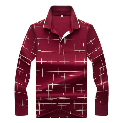 Ali tiger randsome Long Sleeve Shirt Men's fashion leisure mercerized cotton silk autumn Korean slim lapels