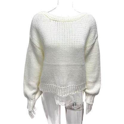 Backless Lace Up Long Sleeve Loose Sweater