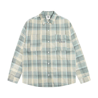 Loose Plaid Long Sleeve Shirt Men And Women