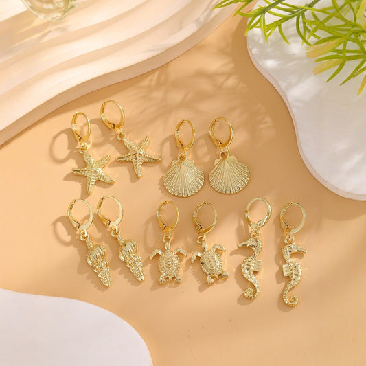 Fashionable And Minimalist Shell Hot Selling Conch Starfish Earrings For Women