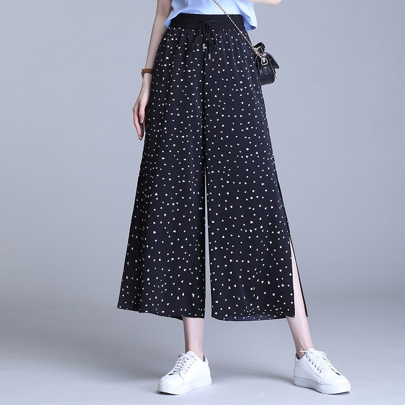 Side slit wide-leg pants