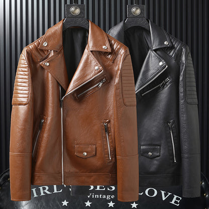 Spring Autumn Slim-Fitting Biker Leather Jacket Agile Seasonal Rider