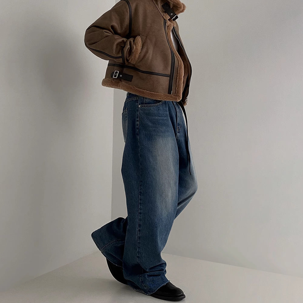 South Korea Fur Integrated Cotton Coat Loose Suede Lambswool Jacket Opulent Warmth