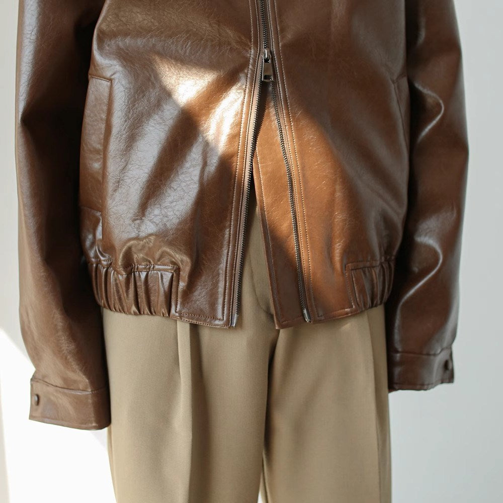 Mens Retro Short Personalized Leather Coat Vintage Individuality