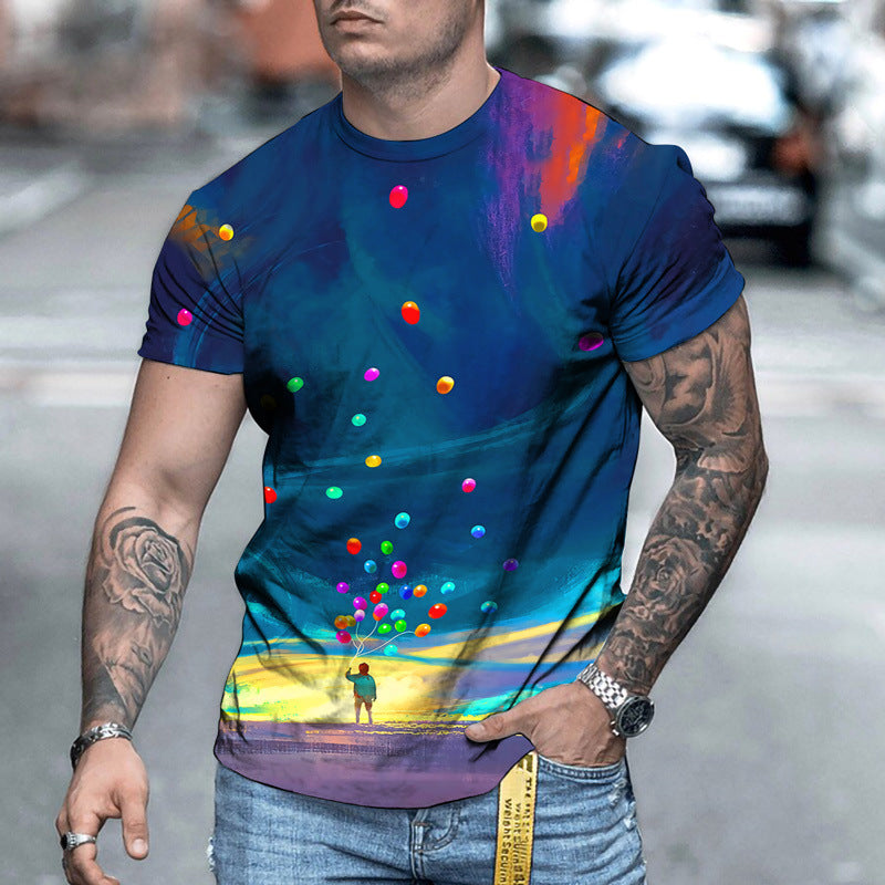 Digital 3D Graphic Narrative Casual Mens T-Shirt