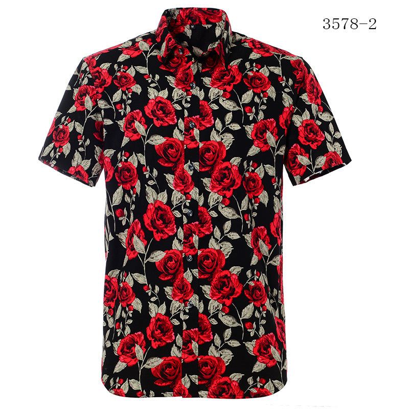 European Beach Aesthetic Printed Short Sleeve Shirt