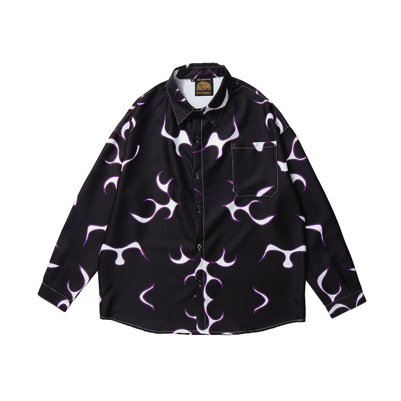 Graphic Print Long-Sleeve Shirt Modern Artistic Statement
