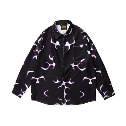 Graphic Print Long-Sleeve Shirt Modern Artistic Statement