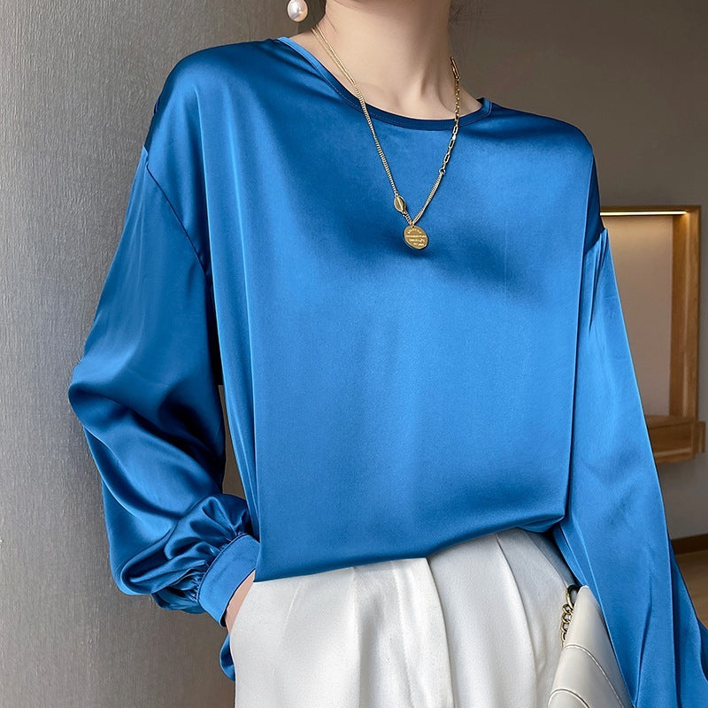 High-grade Round Neck Collarbone Simple Graceful T-shirt