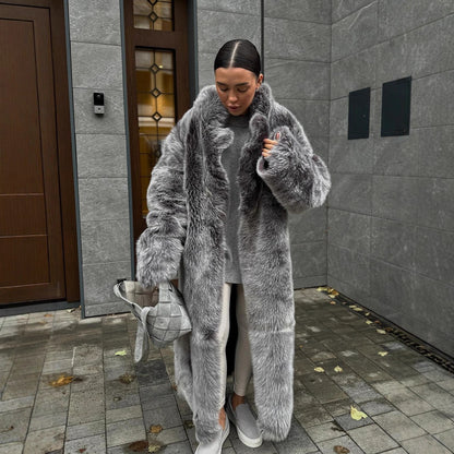 Women's Black And White Two-color Artificial Wool Coat