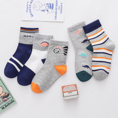 Spring And Summer Thin Cute Smiley Face Cotton Middle Tube Boys And Girls Fashion All-matching Socks