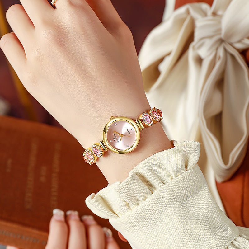 Women's Bracelet Round Dial Diamond Advanced Quartz Watch