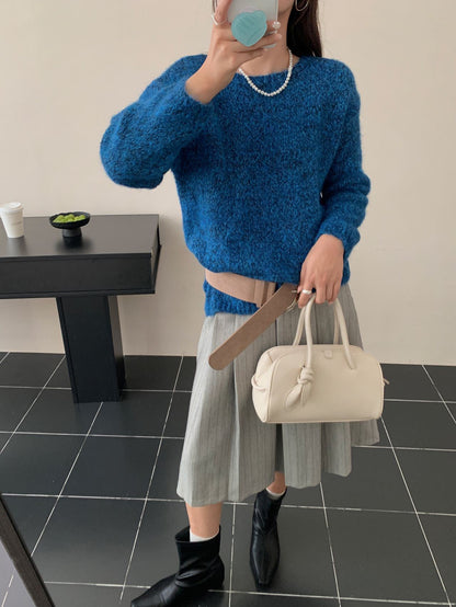 Korean Classic Round Neck High-grade Loose Soft And Glutinous Wear Knitted Sweater