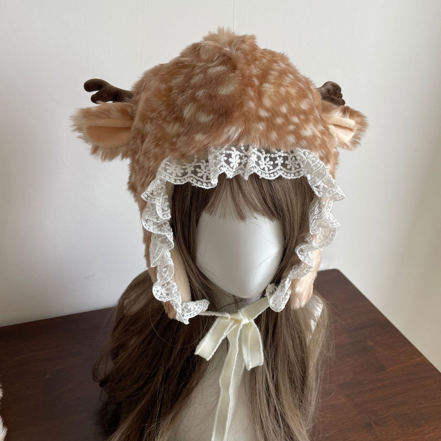 Girls Dress Up Plush Elk Warm Earflaps Cap
