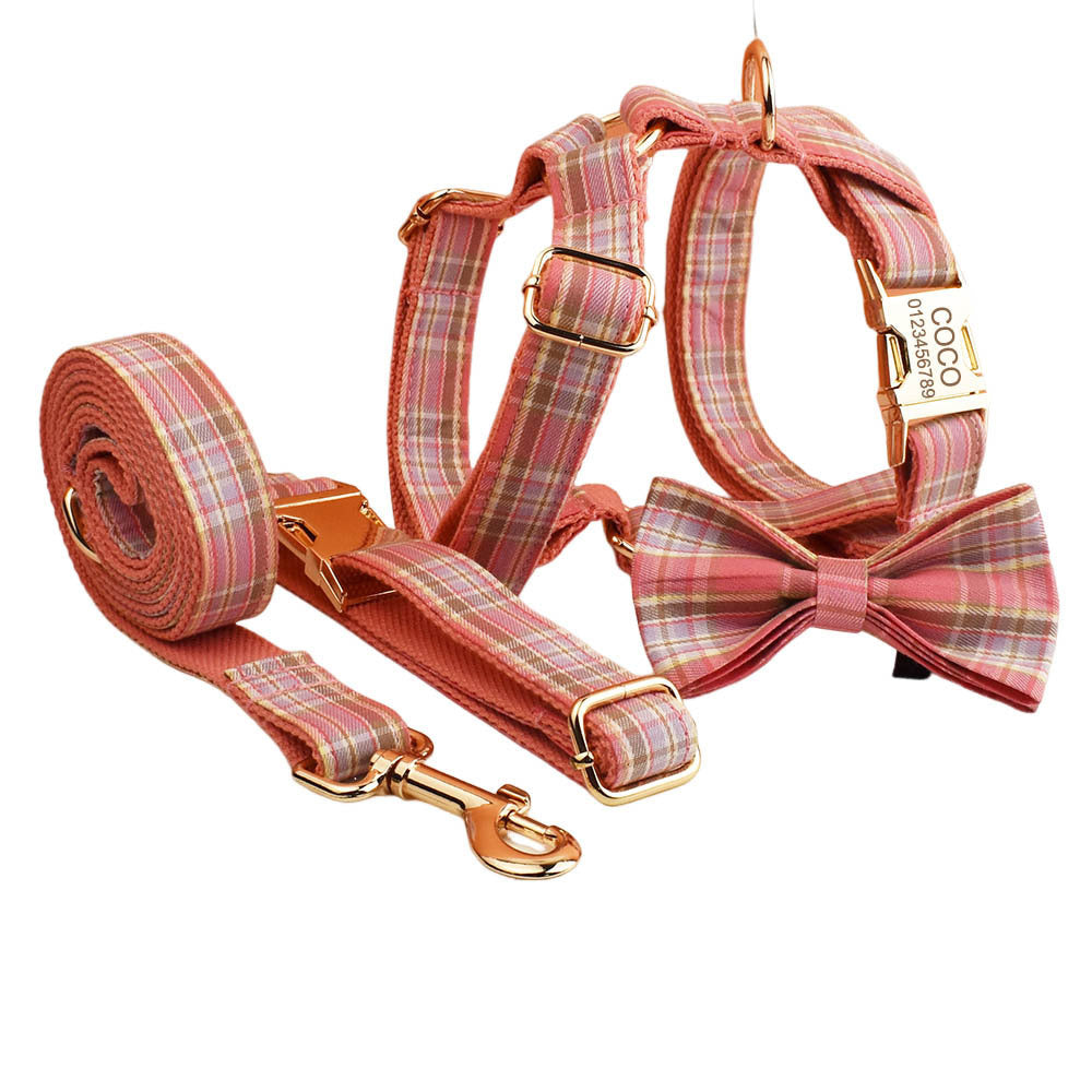 Plaid Pet Collar Traction Rope