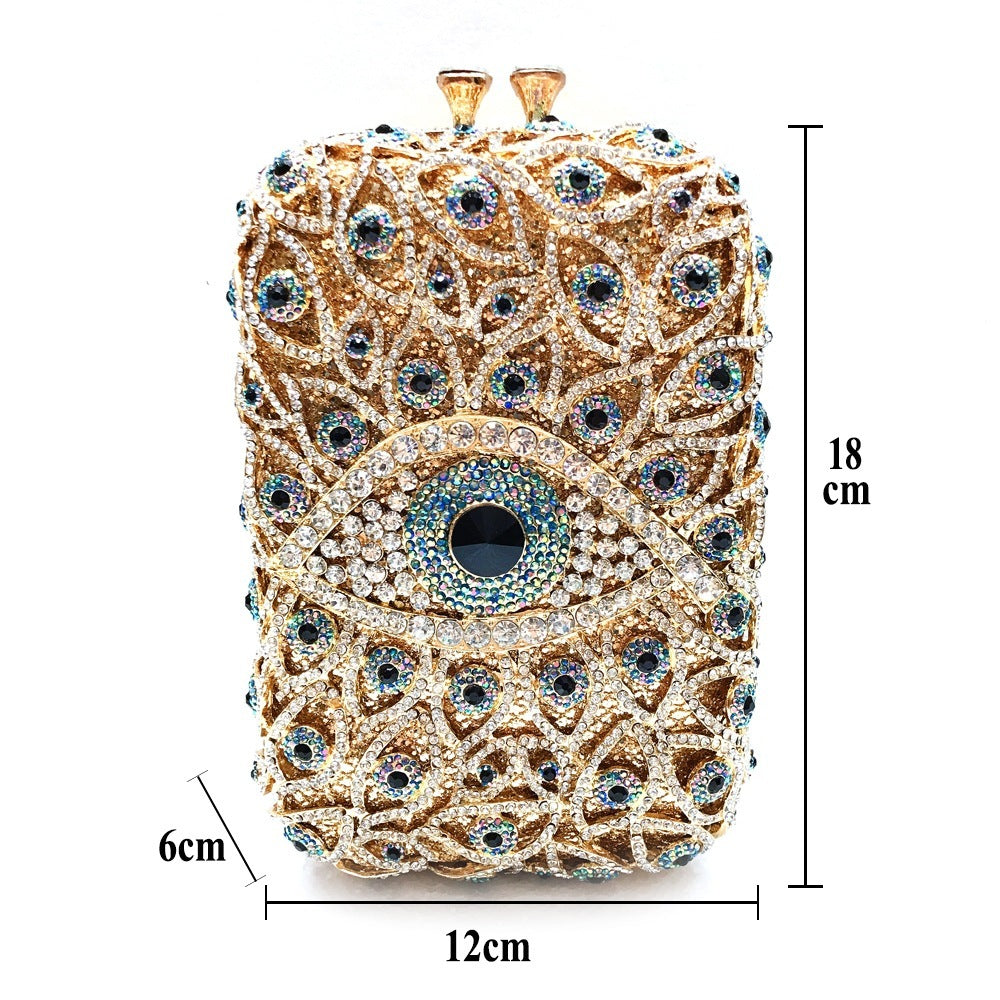 Metal Full Rhinestone Clutch Vertical Style