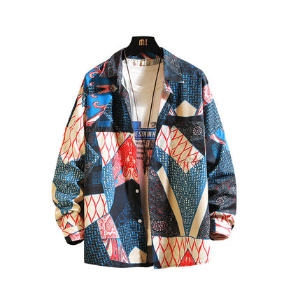 Long sleeve shirt men's casual flower shirt men's youth fashion size jacket