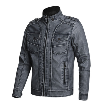 Thick PU Leather Coat Mens Fashion Casual Robust Warmth