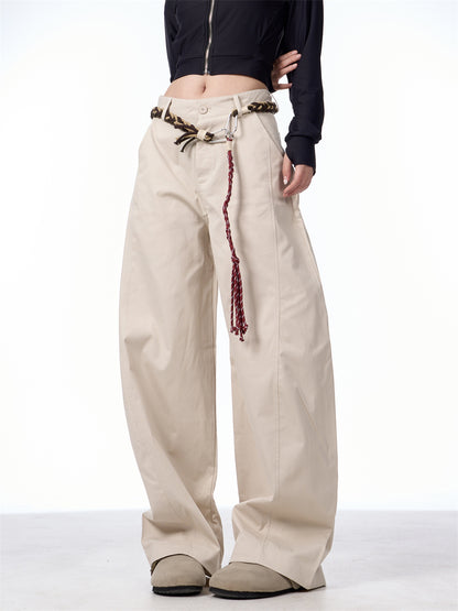 Retro Matchet Pants Casual Pants For Women With Belt