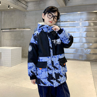 The Camo Parka: Thickened Velvet Camouflage Parka for Big Boys