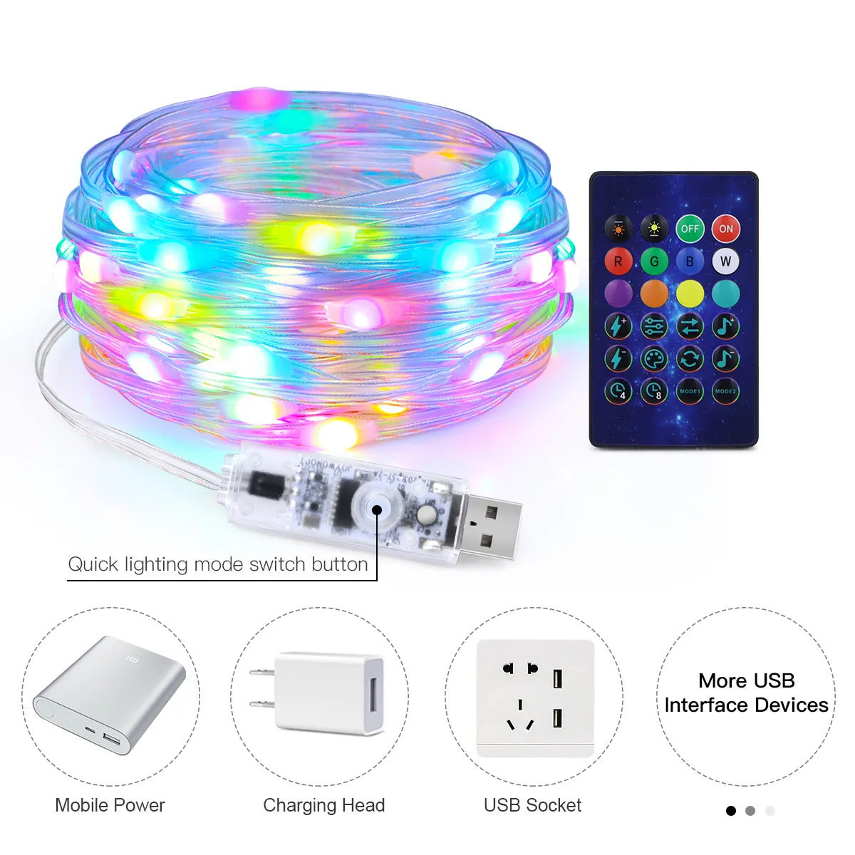 LED Light String Colorful Intelligent USB Bluetooth Waterproof Set