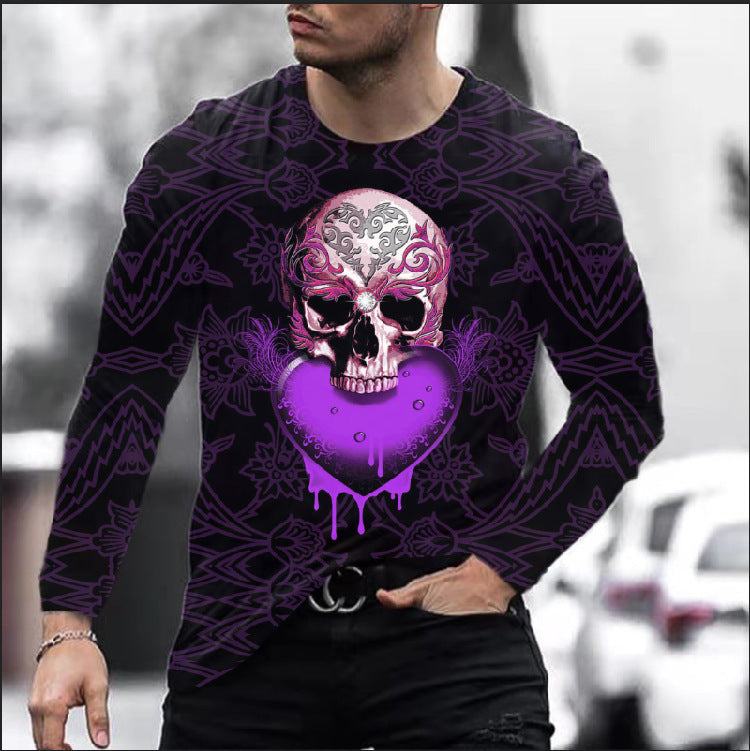 Digital Skull Graphic Long Sleeve Performance T-Shirt