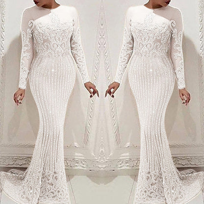 Sexy Gold Long Sleeve Dress Women