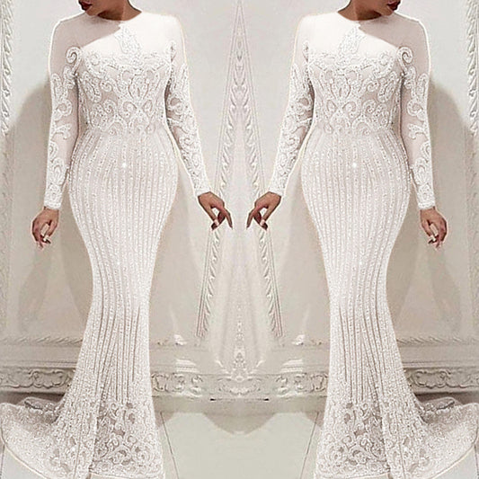 Sexy Gold Long Sleeve Dress Women