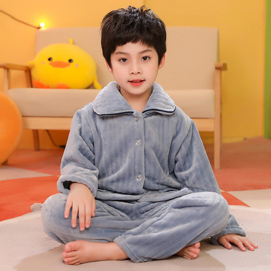 The Winter Shield: Boys’ Solid Color Flannel Pajama Set