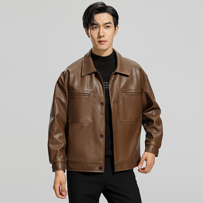 Fashion Youth Motorcycle Leather Coat Lapel Handsome Jacket Youthful Rebellion