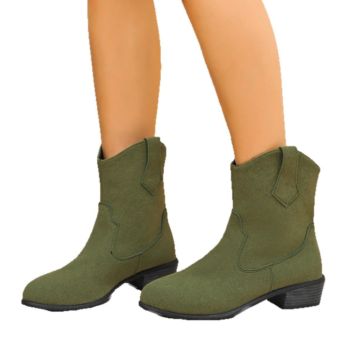 New Pointed British Style Mid Heel Boots