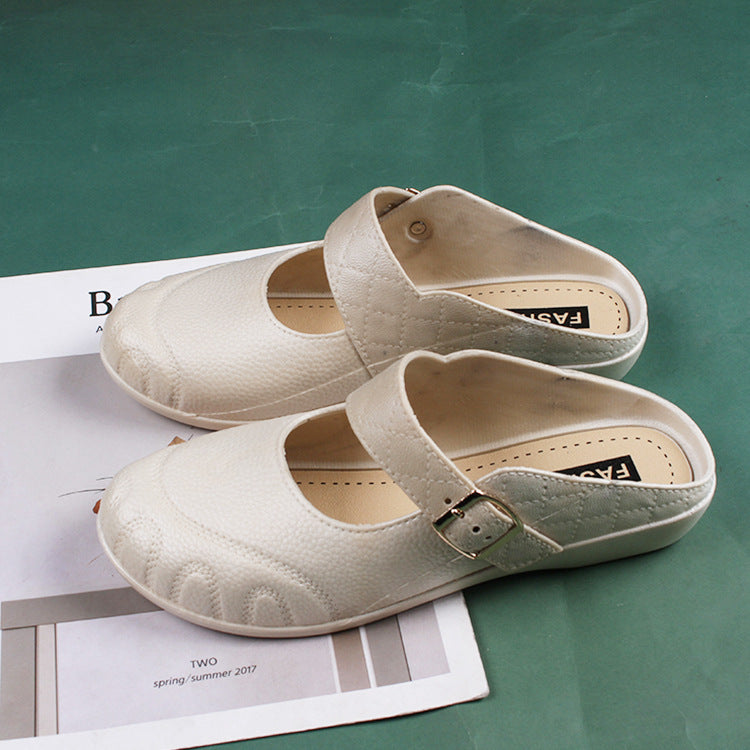 Baotou Flat Semi Slippers Women