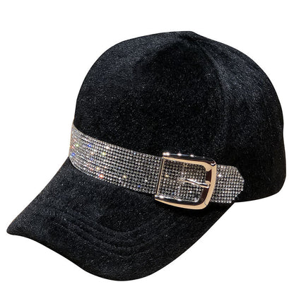 Street Fashion Diamond Baseball Korean Fashion Winter Warm Outdoor All-matching Peaked Cap