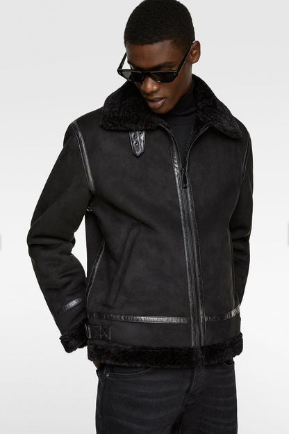 Mens Lapel Suede Fabric Jacket Coat Velvety Luxe Layering