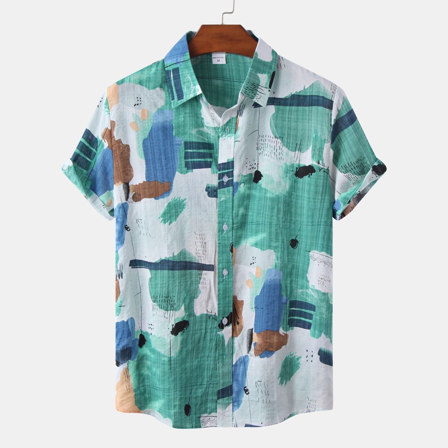 Cotton Linen Hawaiian Printed Cardigan Short Sleeve