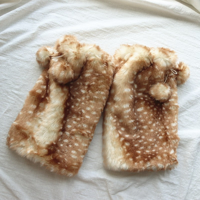 Girls Dress Up Plush Elk Warm Earflaps Cap