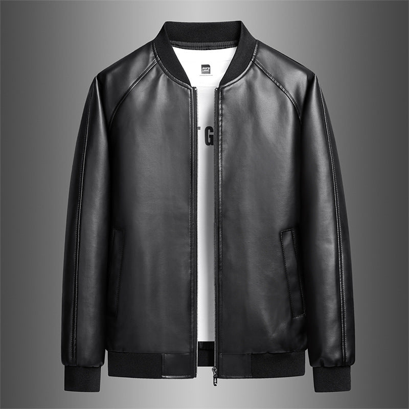 Mens Slim Fit Trendy Handsome Washed Leather Jacket Distressed Refinement