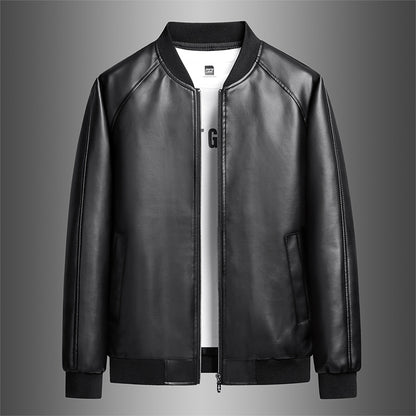 Mens Slim Fit Trendy Handsome Washed Leather Jacket Distressed Refinement