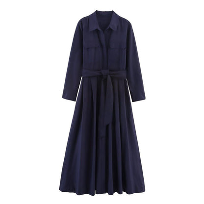 New European And American Style Fashionable Poplin Shirt Dress