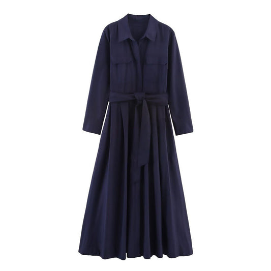 New European And American Style Fashionable Poplin Shirt Dress